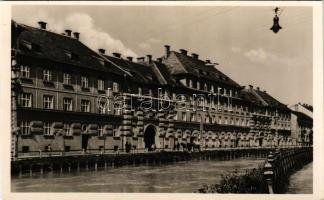 Kassa, Kosice; Mátyás király körúti állami bérházak / state apartment buildings, riverside