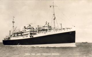 Hajóposta, bélyeg nélküli üdvözlőlap a "Highland Princess" hajóról, az egyenlítő környékéről