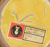 Pesthidegkúti váza, zsűri címkével, jelzett, m: 17 cm