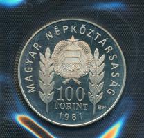 1981. 100Ft Cu-Ni-Zn "Bulgária 1300 éves" műbőr tokban T:PP Adamo EM67