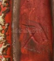 Tófej laposváza, jelzett, kopással, m: 26,5 cm