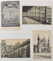 Főleg régi fekete-fehér képeslapok gyűjteménye, kb 300 db külföldi városképes lap nagyméretű albumba...