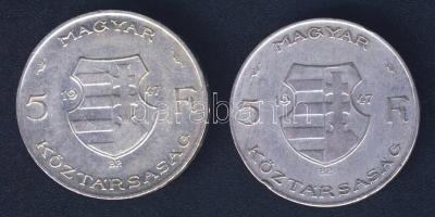 1947. 5Ft Ag "Kossuth" (2x) T:2/3,3 ph