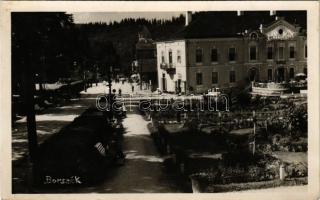 1943 Borszék, Borsec; Park, Hotel Mélik szálloda és étterem. Heiter György udvari fényképész felvétele és kiadása / spa park, hotel and restaurant (ragasztónyom / glue marks)