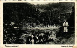 Máramarossziget, Sighetu Marmatiei; Izaparti részlet, mosóasszonyok / riverside, women washing in the river (EK)