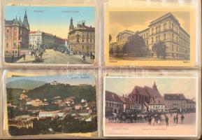 Gyűjtemény maradvány 4 db jó minőségű 96 férőhelyes gyűrűs képeslap albumban, benne történelmi Magya...