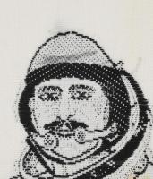 1980 Az első magyar űrhajós Farkas Bertalan 1980.V.26.-VI.3. feliratú textil könyvjelző, folttal, h:...