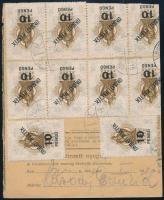 1946 Szállítólevél darab 13 db 10P okirati illetékbélyeggel Bácsról Budapestre