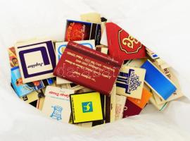 77 db külföldi lap és dobozos gyufa, nagyrészt tartalommal