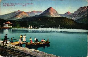 Tátra, Magas-Tátra, Vysoké Tatry; Csorba-tó, &quot;GIZELLA&quot; csónak / Strbské pleso / Csorba-See / lake, rowing boat (EK)