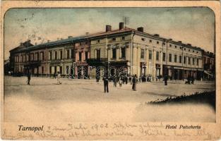 1902 Ternopil, Tarnopol; Hotel Putscherta, Kawiarnia (Cafe) Centralna, Puntschert, shop of E. Frantz (EB)