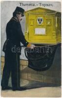 1916 Tlumach, Tovmach, Tlumacz; Postman leporellocard with 10 mini pictures: railway station, locomotive (creases) + "K.u.k. Inf. Reg. No. 52. 1/XX. Marschkomp. Feldpost No. 132"