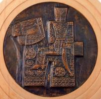 Háry János. Réz dombormű. Fa keretben d: 17 cm, kerettel 26 cm