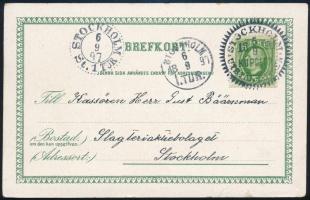 1897 Stockholmi kiállítás dekoratív képeslapja kiállítási alkalmi bélyegzéssel