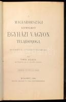 Török Kálmán: A magyarországi katholikus egyházi vagyon tulajdonjoga. Bp., 1900. Deutsch Zsigmond. 339p. Korabeli, aranyozott gerincű, sérült félbőr kötésben, Nagyon ritka A könyv bemutatja és értékén számba veszi az egyház kezében található ingó és ingatlan vagyon tárgyakat