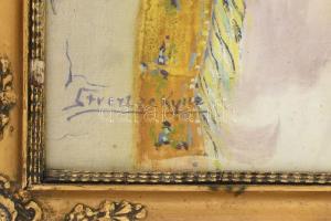 Stverteczkyné Salamon Aranka (1890-) : Felvidéki lány. Akvarell, selyem, jelzett, keretben 39x29 cm