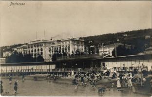 1914 Portoroz, Portorose; beach, bathers, hotel