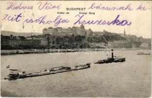 1915 Budapest I. Királyi vár, ZOLTÁN gőzhajó vontatás közben (fl)