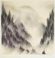 Mattis-Teutsch János, ifj. (1913-1989): Brassó környéki hegyi táj nézelődő alakokkal. Ceruza, papír,...