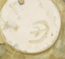 Csorgatott mázas iparművész gömbváza, jelzett, m: 19 cm