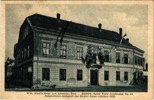 1913 Baden, Wilh. Hiedls Hotel und Gasthof zum schwarzen Bock. Kaiser Franz Josefstrasse No. 54. (fl)