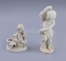 2 darab historizáló biszkvit porcelán figura, sérüléssel, ragasztott, m: 11-21 cm