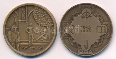 Fritz Mihály (1947-) 1982. "Zirc" kétoldalas bronz emlékérem (42,5mm) + 1983. "Szeged...
