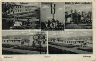 Párkánynána with national flag, military monument and military barracks (EK)