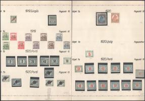 1919-1944 Összeállítás A nemzeti hadsereg bevonulása + klf portó kiadásokból, vízjelállások és papírfajták szerint rendezve, összesen 155 db bélyeg 10 db albumlapon (28.660)