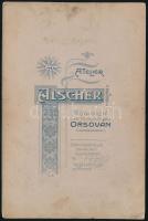 cca 1900 Osztrák-magyar katona, magyar címeres övcsattal, Orsova, Alscher műterme, keményhátú fotó k...