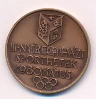 Tóth Sándor (1933-) 1980. "III. Nyíregyházi Sporthetek" kétoldalas bronz emlékérem (42,5mm) T:AU