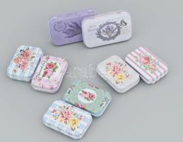 7 darab vintage fémdoboz, újszerű állapotban, h: 8-10 cm