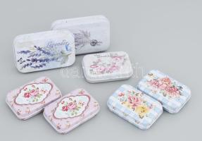 7 darab vintage fémdoboz, újszerű állapotban, h: 8-10 cm