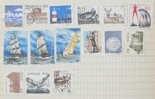 Svédország gyűjtemény kb 700 klf bélyeg a kezdetektől az 1990-es évekig füzetben