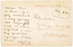 1910 Érdmindszent, Ady Endre (1877-1919): "Kedves Néni és bácsi, az egész családnak meleg szeretettel köszönöm meg a jókívánságukat s meleg szeretettel viszonozza hűséges hívük Ady Endre."   Ady Endre autográf képeslapja, Szilágyi Bálint (1842-1918) debreceni ügyvéd, debreceni református presbiter, egyházi aljegyző, Debrecen sz. kir. város törvényhatósági bizottságának tagja, dr. Szilágyi Sándor budapesti állami főgimnáziumi tanár, klasszika-filológus édesapja részére, (utóbbi Kodály Zoltán Eötvös Collégiumi szobatársa.) Érdmindszereti képeslapon, postaügynökségi bélyegzéssel.