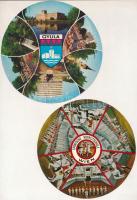 23 db MODERN magyar és külföldi kör alakú város képeslap / 23 modern European circular town-view pos...