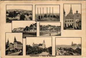 1922 Vajdahunyad, Hunedoara; város és vár részlet, vasgyár / castle, ironworks, iron factory (EB)