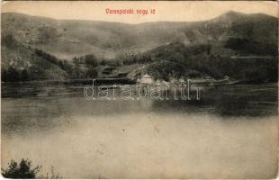 1908 Verespatak, Goldbach, Rosia Montana; Nagy tó. Oprea Miklós kiadása / lake (ázott sarok / wet corner)