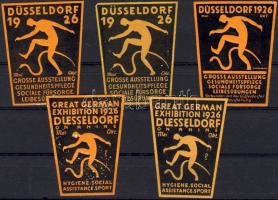 1926 Német sport/higiéniai kiállítás 5 klf levélzáró