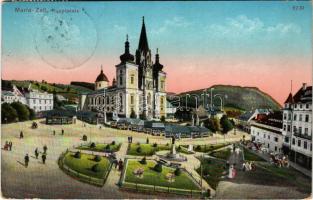 1913 Mariazell, Hauptplatz, Apotheke, Mariazeller Magentropfen, Hotel Rohrbacher / main square, church, pharmacy, hotel (EK)