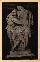 Csonka Magyarország nem ország. Egész Magyarország mennyország. Trianon szoborcsoport (Budapest), irredenta propaganda. "Észak" szobra (Kisfaludy Strobl Zsigmond szobrászművész alkotása) A szobrokat a magyar nemzet adakozásából emeltette a Védőligák Szövetsége. Pesti Hírlap kiadása / Hungarian irredenta propaganda, monument (EB)