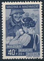 1939 Magyar a magyarért 40f 4-es számnál "-40" lemezhiba (10.000)