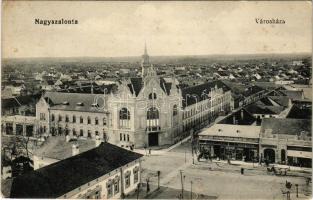 1912 Nagyszalonta, Salonta; városház, Schwimmer, Róth Mór és Salamon üzlete / town hall, shops (EK)