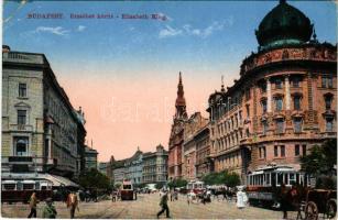 1915 Budapest VIII. Erzsébet körút (Blaha Lujza tér), villamosok (EB)