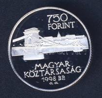 1997. 750Ft Ag "Budapest egyesítésének 125. évfordulója" T:PP Tanúsítvánnyal!