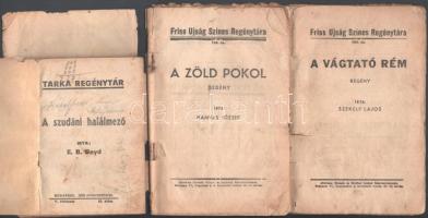 cca 1930 3 db régi ponyva: A szudáni halálmező, A vágtató rém, A zöld pokol. A tarka regénytár és a ...