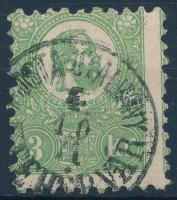 1871 Kőnyomat 3kr 2 oldalon képbe fogazott luxus példány (160.000++)