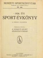 1926. évi sport-évkönyv. Nemzeti Sportkönyvtár 21. szám. Bp., 1926, Nemzeti Sport Lapkiadó, egészvászon kötés, foltos lapokkal.