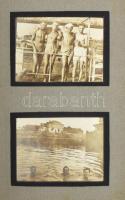 cca 1920/30 48 darab kisméretű fotó albumba rendezve, közte hajózás témájú Duna-parti képekkel, 4x5,...