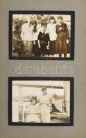 cca 1920/30 48 darab kisméretű fotó albumba rendezve, közte hajózás témájú Duna-parti képekkel, 4x5,...